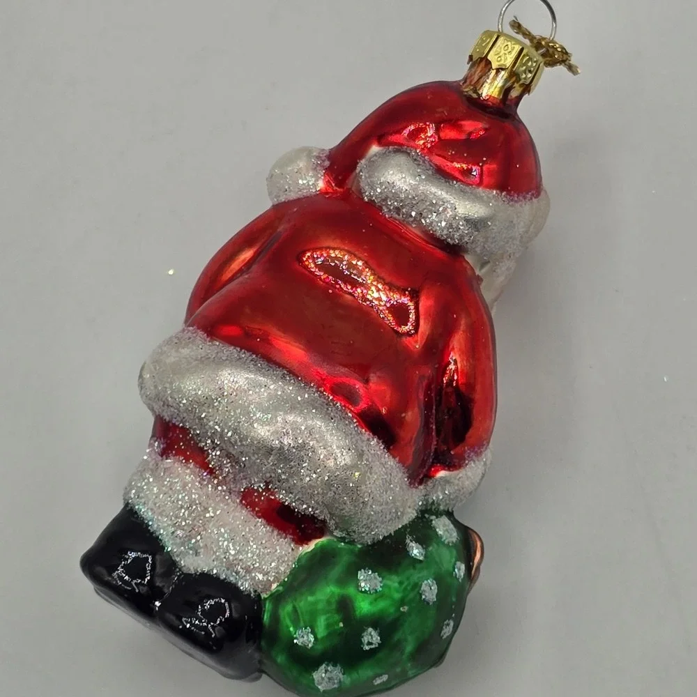 BRASS KEY BK‎ Classic Santa Hand Crafted Blown Glass Christmas Ornament Vtg